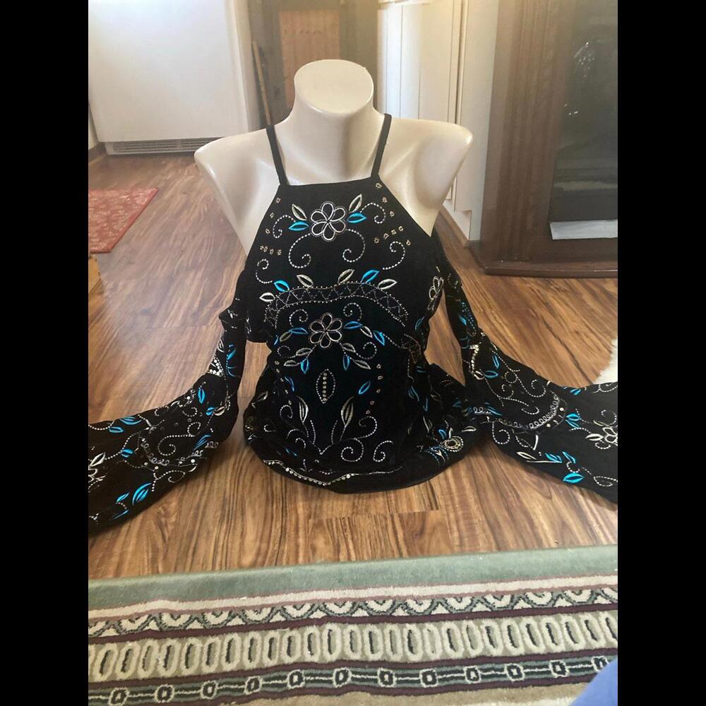 Stunning Vibrant Embroidered Velvet Blouse